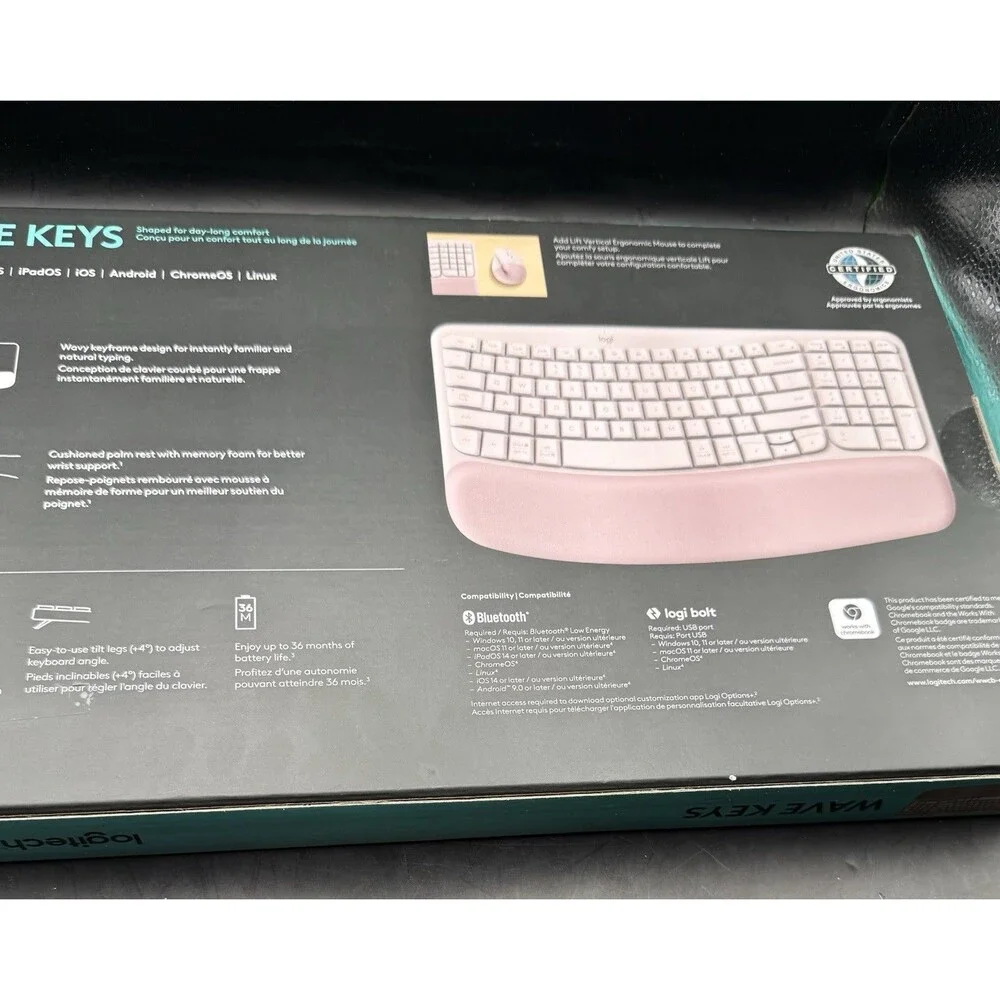 Logitech Wave Keys Wireless Ergonomic Keyboard - Rose